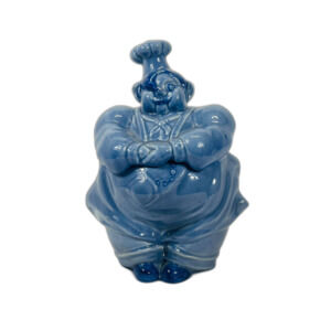 Antique VTG Red Wing Chef Pierre Blue Cookie Jar Antique 1930's Two Piece EUC